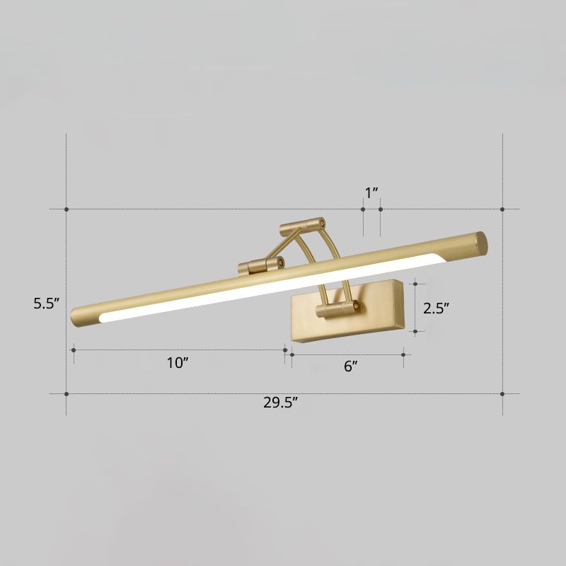 Minimalist Tube Shaped Vanity Light Fixture Acrylic LED Wall Mount Lamp with 3-Joint Swing Arm