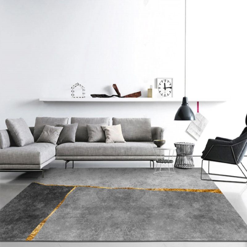 Tapis d'intérieur moderne gris en Polyester, bloc de couleur, antidérapant, pour la décoration de la maison