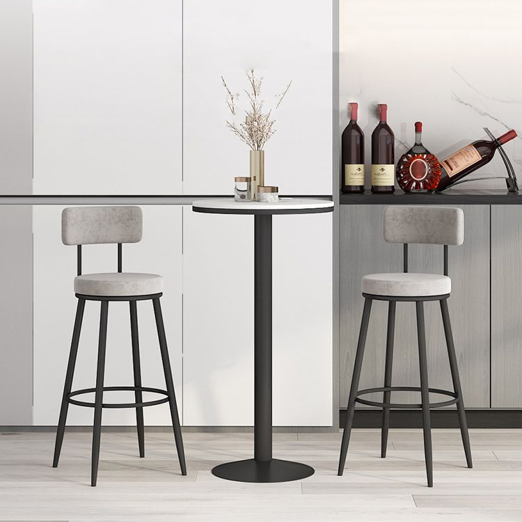 1/2/3 Pieces Round Pub Table Set Modern Stone and Metal Counter Height Set