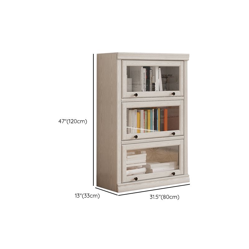 Wooden Standard Bookshelf Contemporary White Bookcase with Doors