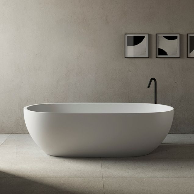 Modern Stone Bathtub Freestanding Soaking Bathtub , 29.53-inch Tall