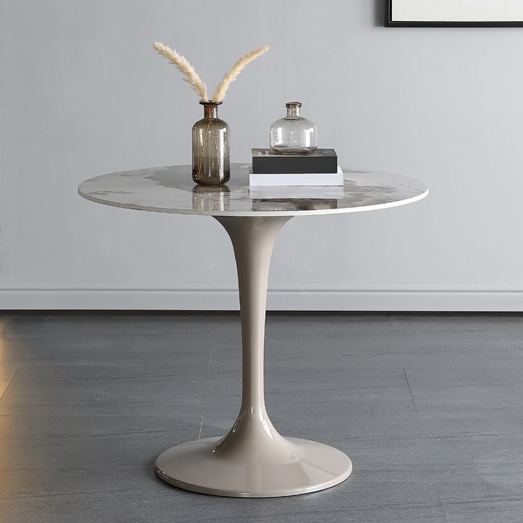 Mesa de comedor redonda Simplicity, mesa de piedra sinterizada con base de tulipán para comedor