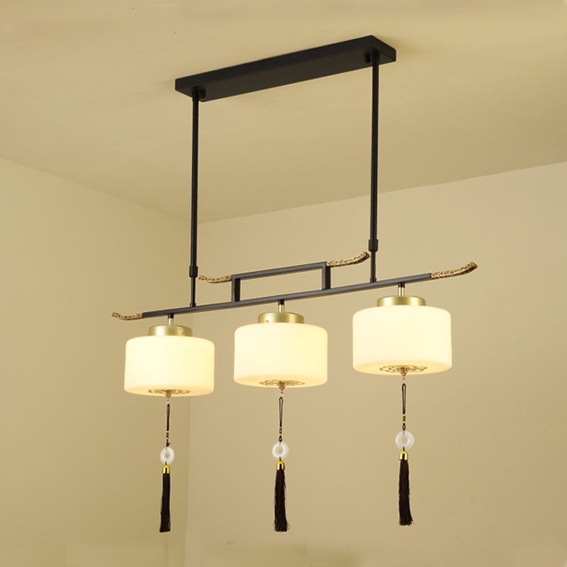 Modern Style Cylinder Shape Island Lights Metal 3 Light Island Lighting in Black