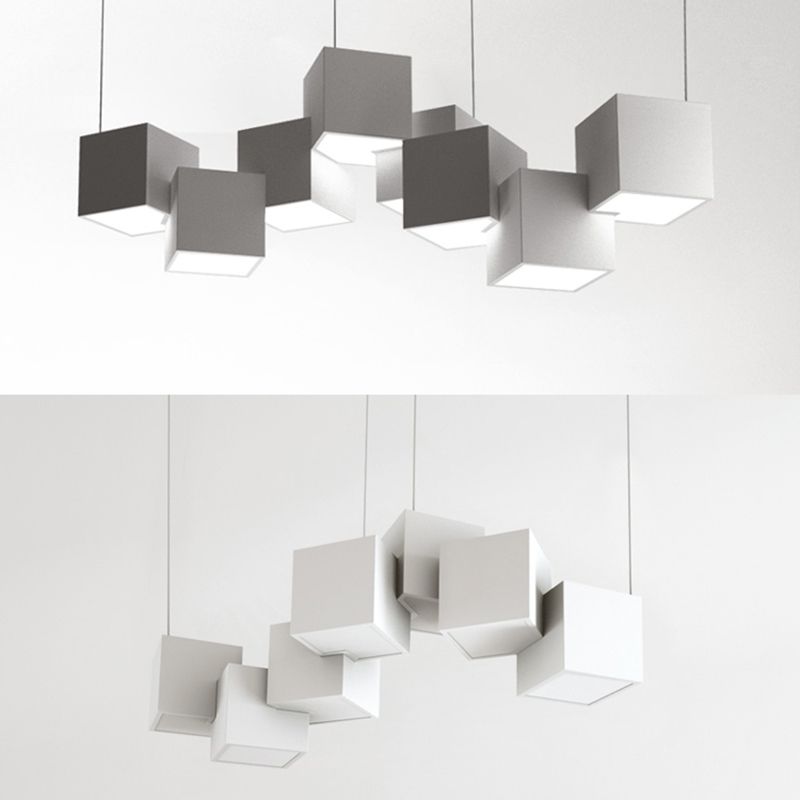 Multiple Square Island Pendant Lighting Modern Art Deco Metal LED Island Lamps for Art Gallery