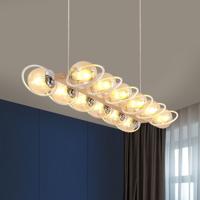 Cognac Bubble Shade Island Lighting 6/8/12 Lights Modern Glass Hanging Light Fixture for Dining Room