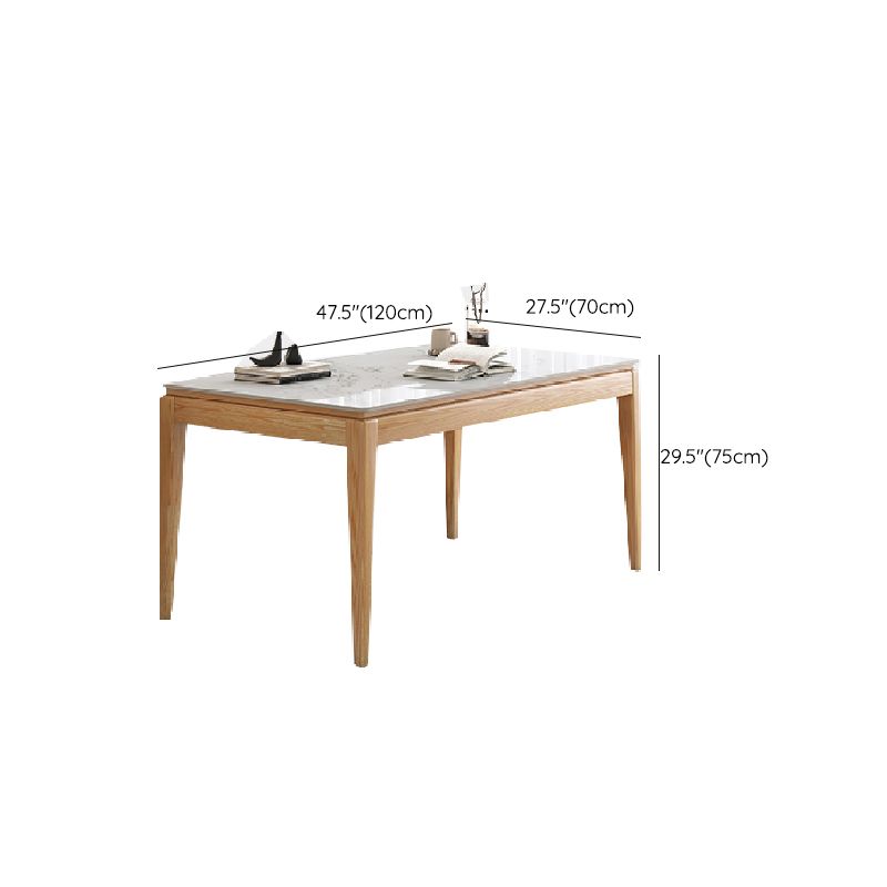 Rectangle Stone Dining Table Mid-Century Table with Natural Finish Legs