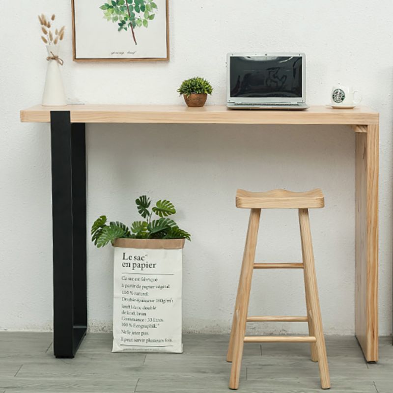 Industrial Solid Wood Counter Stool Armless Bar Stool for Living Room