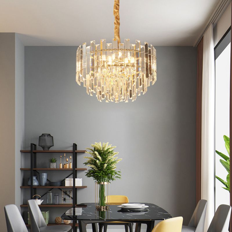 8-Light Contemporary Chandelier Unique Crystal Ceiling Light for Home