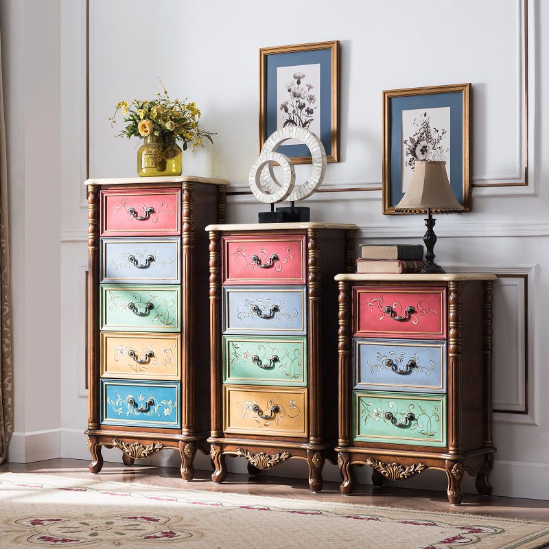 Mid-Century Modern Side Cabinet Wood Drop Handles Cabinet with Drawer