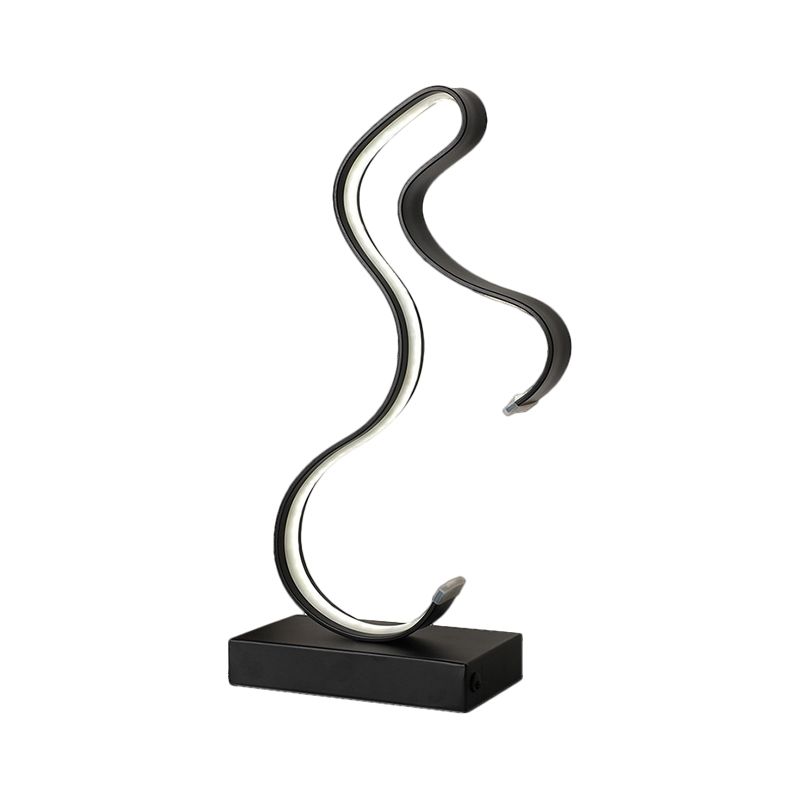 Table de forme à cheval noir / or éclairage à la carte de métal LED moderne Éclairage avec piédestal rectangle