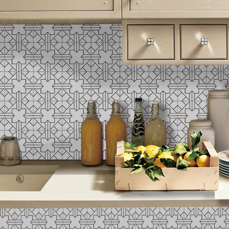 Symmetric Wallpaper Panels Modern Peel and Stick Kitchen Wall Decor, 3.5' L x 8" W, Grey