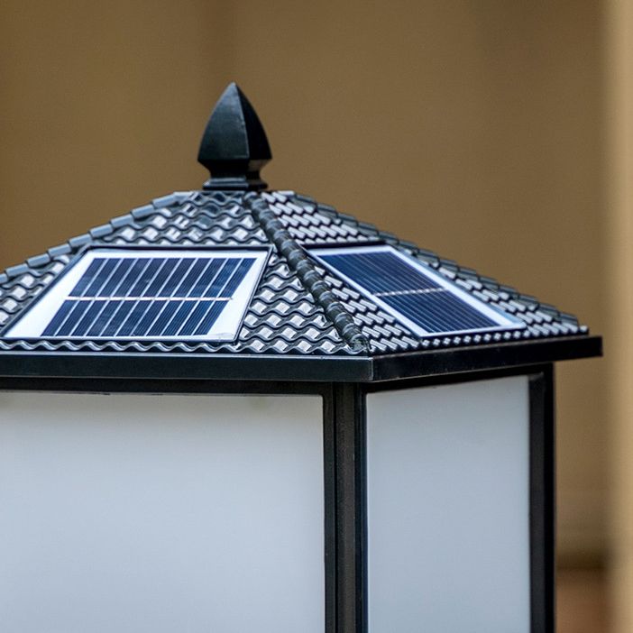 Modern Pillar Lamp Minimalist Solar Lamp with Acrylic Shade for Backyard