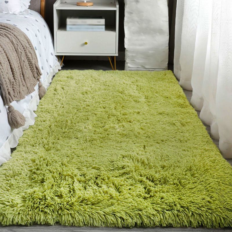 Solid Color Plush Carpet Polyester Casual Rug Washable Rug for Sleeping Room