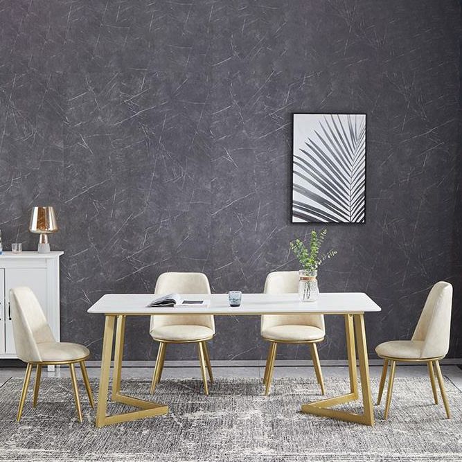 Luxury 1/4/5/7 Pieces Dining Set Sintered Stone Top Dining Table with Leather Chairs