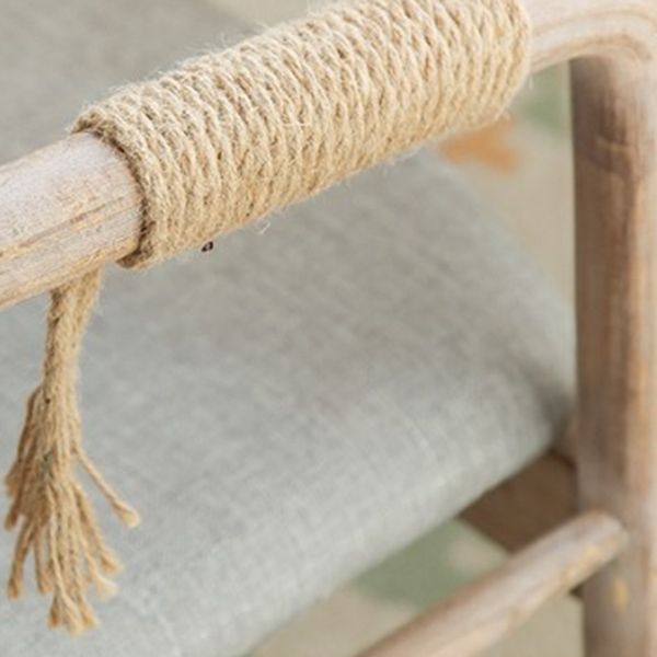 Country Style Dining Arm Chairs Indoor Linen Upholstered Open Back Armchair