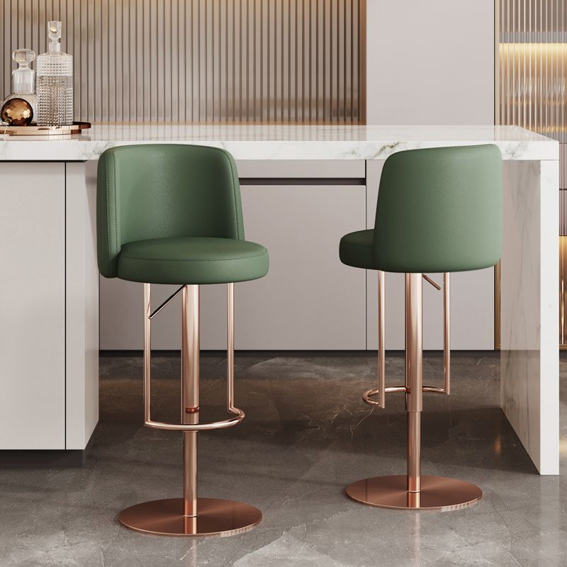 Glam Style Liftable Bar Stool Round Seat Counter Bar Stool with Metal Legs