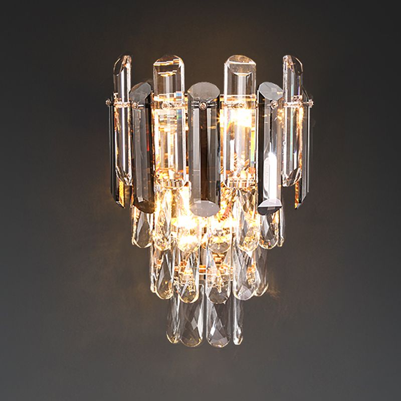 Geometric Shade 3-Lights Wall Sconce Modern Style Crystal Wall Mount Light Fixture
