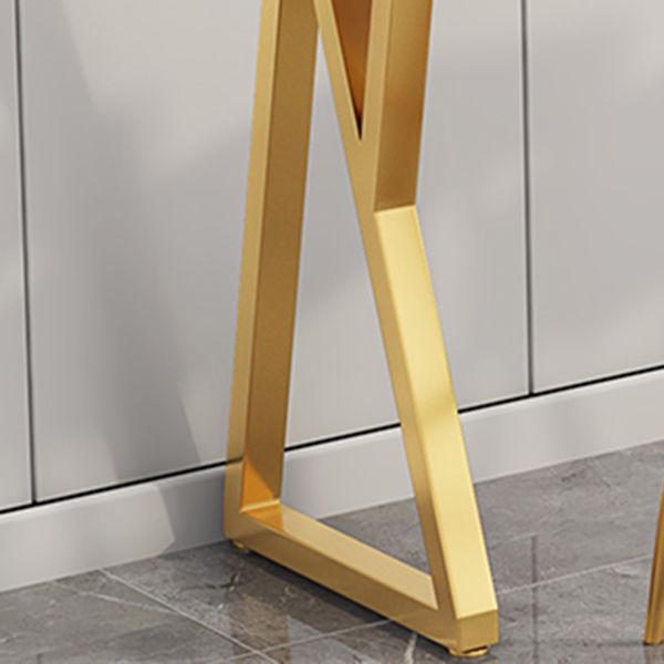 Rectangle Stone Bistro Table Modern Pub Table with Double Pedestal