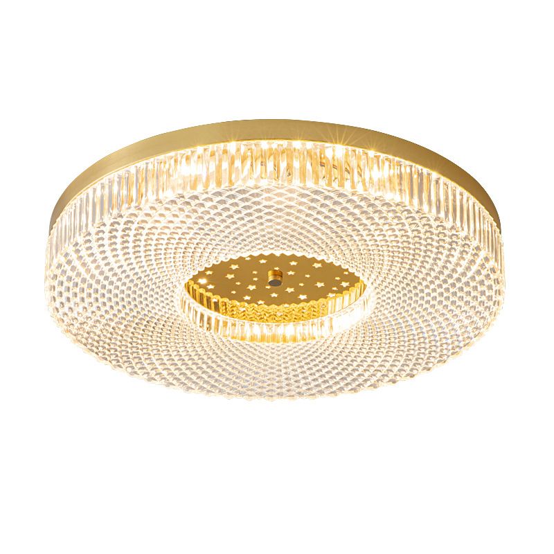 Single Golden Flush Mount Lighting Circle Acrylic LED Ceiling Light