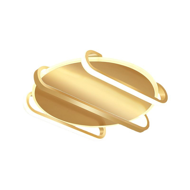 Round and Oval Flush Mount Lamp Contemporary Metal 16.5"/20.5" W LED Gold Ceiling Flush, Warm/White Light