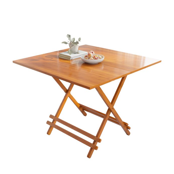 Modern Bamboo Pedestal Dining Table Natural Folding Table for Kitchen