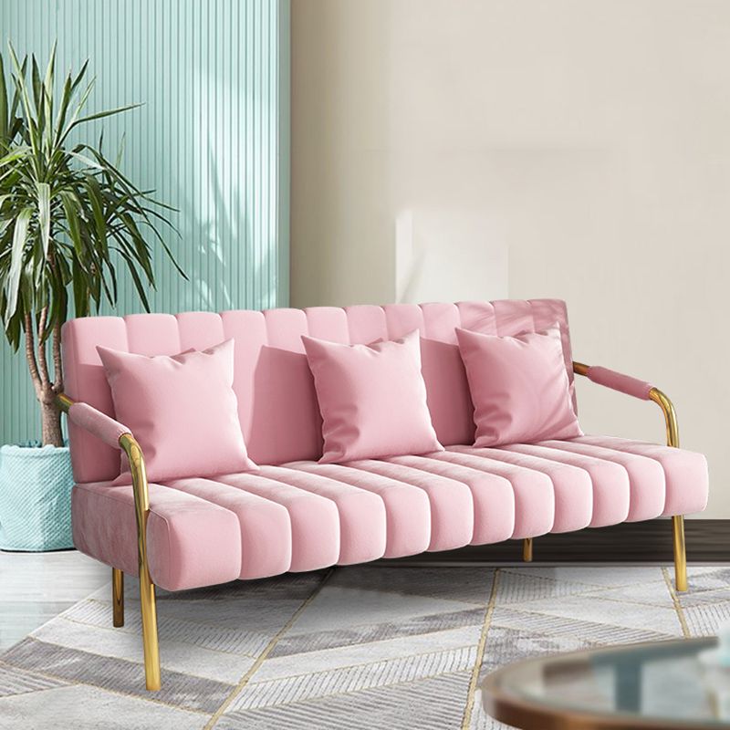 Modern Standard Metal Legs Sofa Macaroon Fabric Sofa for Apartment