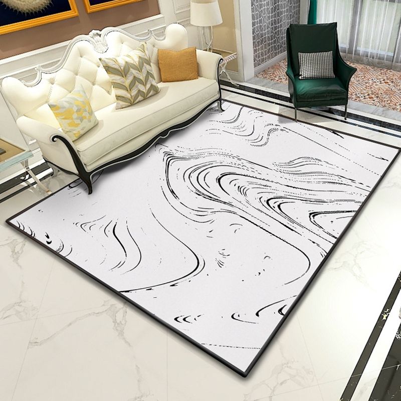 Modern Abstract Lava Print Rug Multi-Colored Modern Carpet Polypropylene Stain Resistant Non-Slip Backing Machine Washable Rug for Home