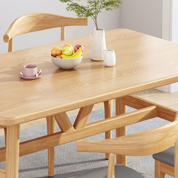 Rectangle Dining Table Trestle Base Dining Table in Walnut and Natural