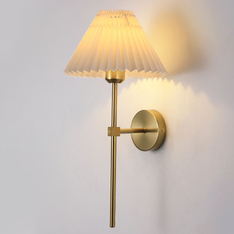 American Style Vanity Light Cone Shape Vanity Lamp with Fabric Shade for Shower Room