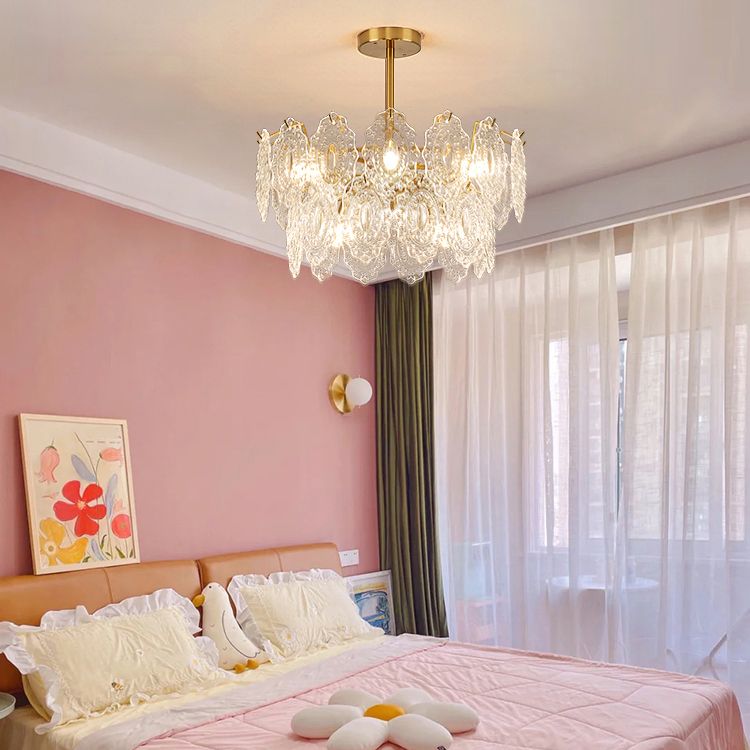American Style Chandelier Glass Multi Head Hanging Light for Dining Room