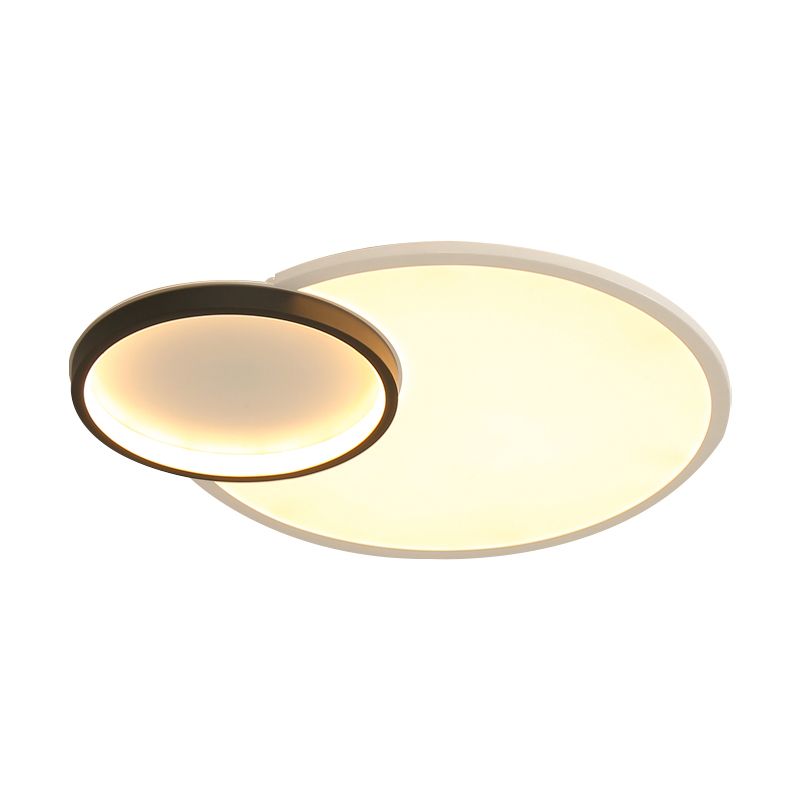 Round Flush Mount Modern Acryl Led Zwart en White Flush Light Fixture met verzonken Diffuser in Wit/Warm/Natural Light, 16 "/19.5" Wide