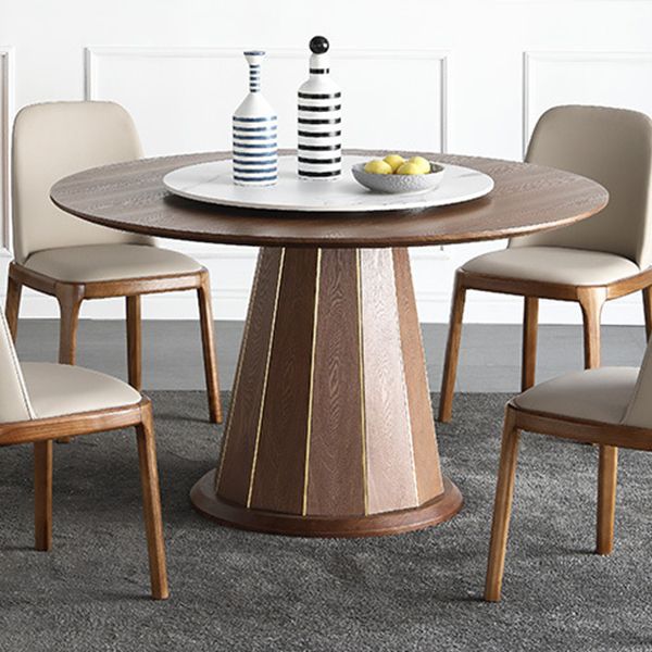 Contemporary Ash Wood Table for Restaurant Dining Table with Pedestal Base