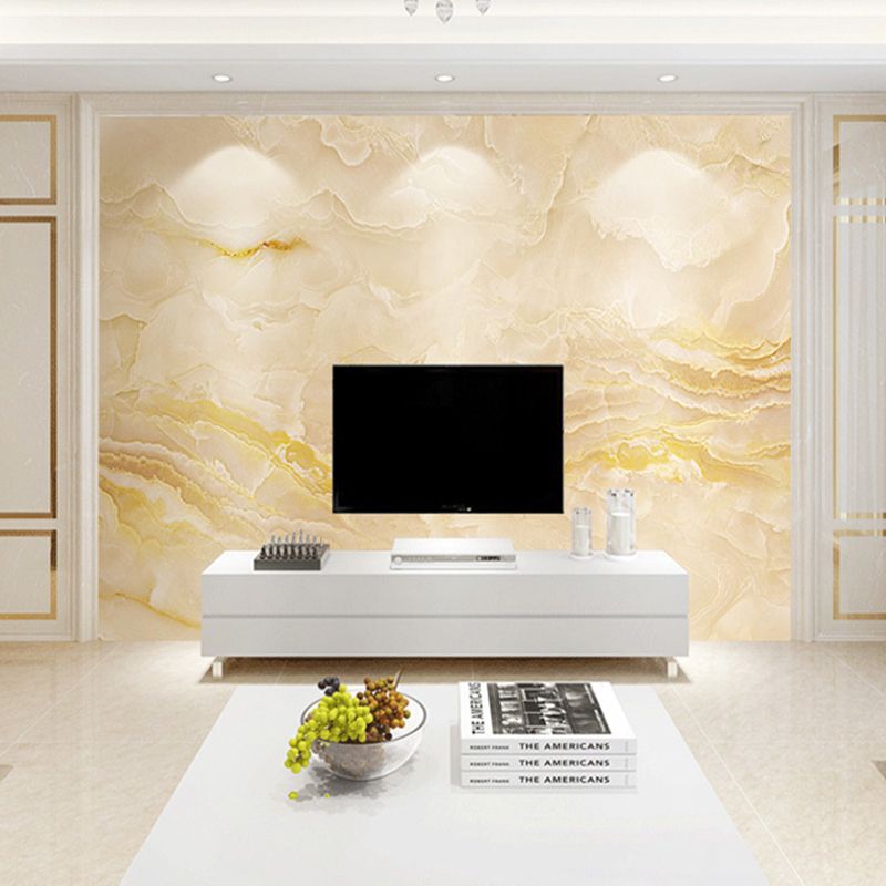 Beige Marble Wall Art Water-Resistant Mural Wallpaper for Accent Wall