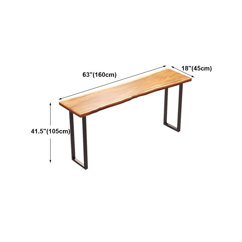 Modern Rectangle Bar Dining Table Wood Sled Bar Height Cocktail Table with Iron Base
