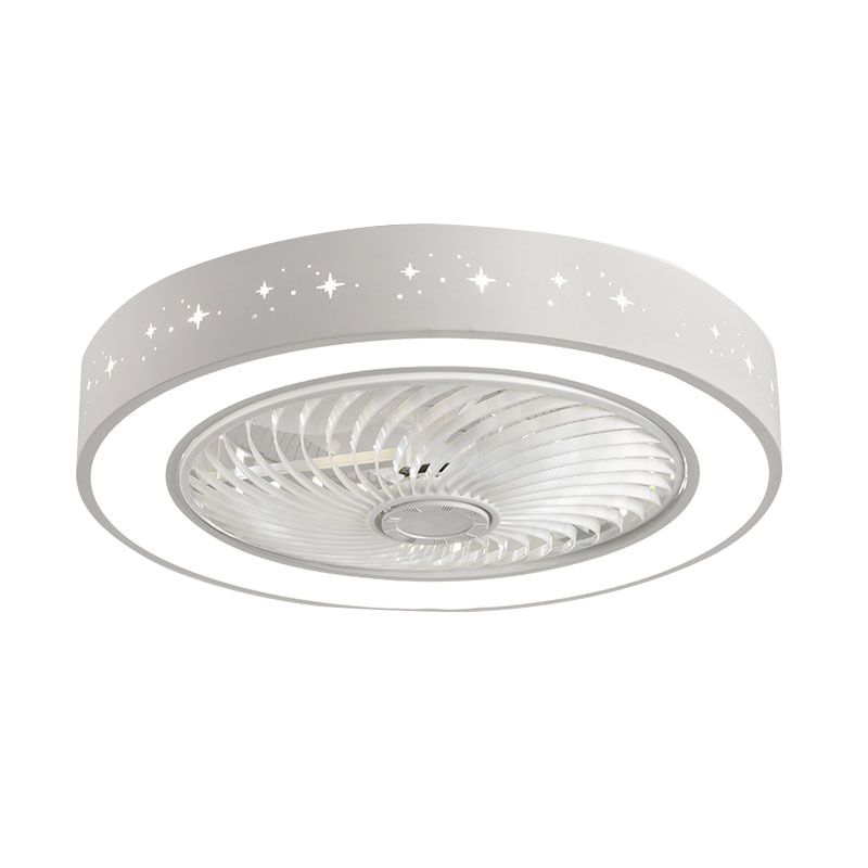 Tel-outs White Round Fan Light LED Contemporary Metal Semi Flush Soffio Light
