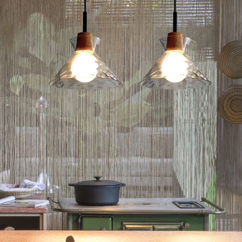 1-Light Geometric Shape Hanging Light Nordic Style Pendant Lamp with Clear Glass Shade