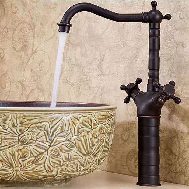 Industrial Wide Spread Bathroom Faucet Cross Handles Lavatory Faucet