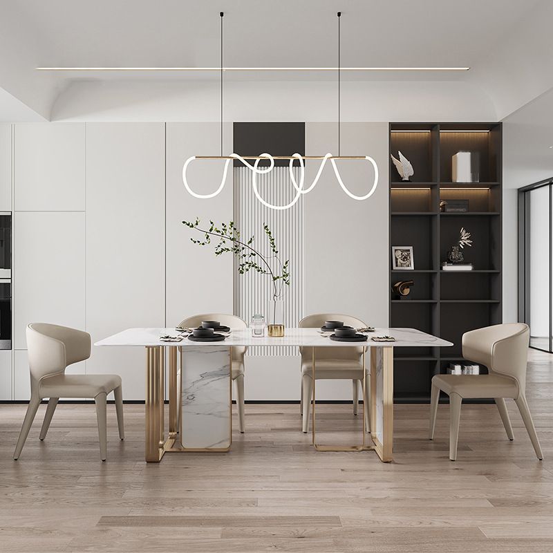 1/2/5/7 Pieces Designer Style Rectangle Dining Set Sintered Stone Top Dinette Table Set