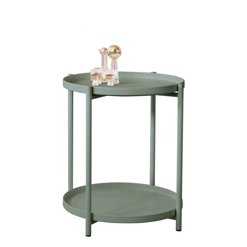 20.4" Tall 4 Legs/Cross Legs End Table Metal Round Tray Top Side End Table