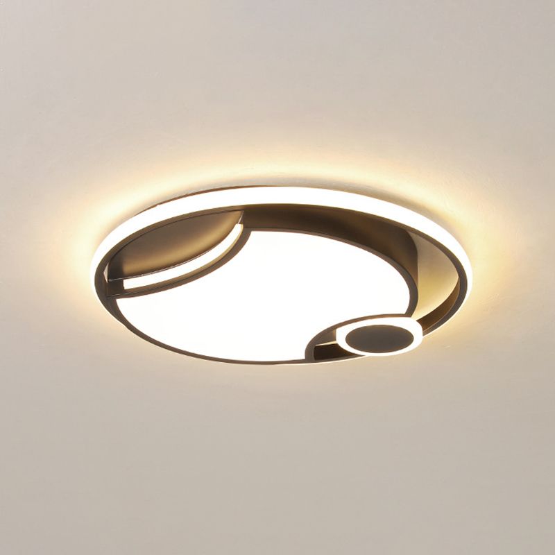 Iron Cut-Out Design Round Flush Mount Modern Style Black 16.5"/20.5" Wide LED Ceiling Light in Warm/White Light