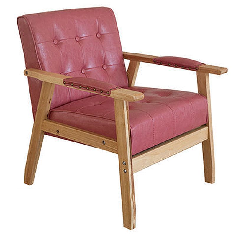 Modern 25.5"W Faux Leather Arm Chair with Basic Four Legs and Tufted Back
