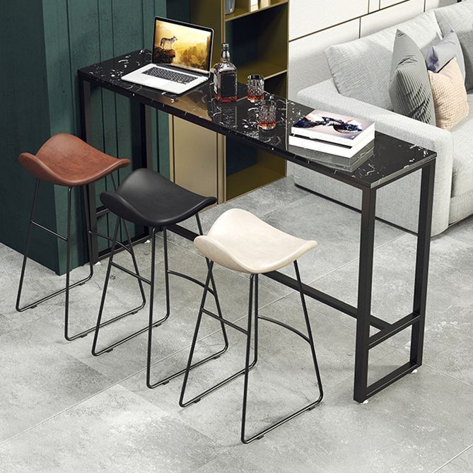 Marble Counter Height Table with Rectangle Table Top Trestle Table - 41.3" H