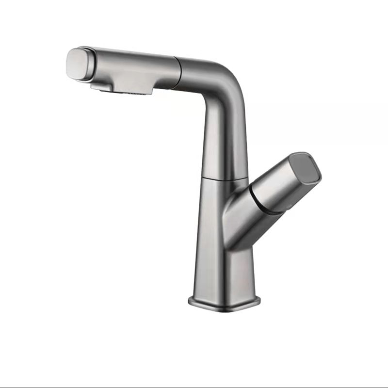 Modern Vessel Sink Faucet Solid Color Metal Centerset Faucet for Bathroom