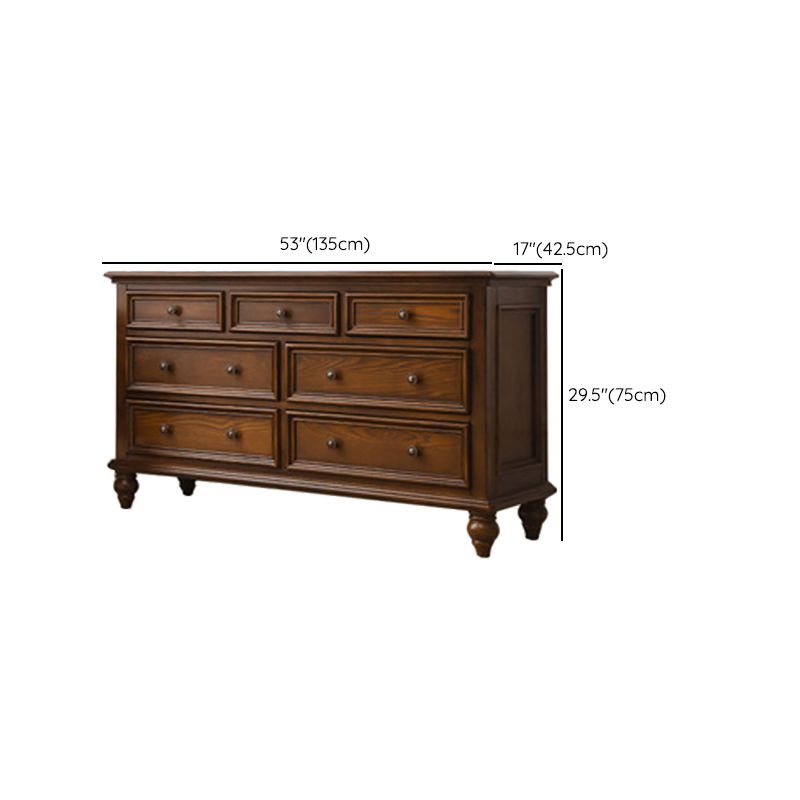 Solid Wood Storage Chest Dresser Brown Storage Chest with Drawers