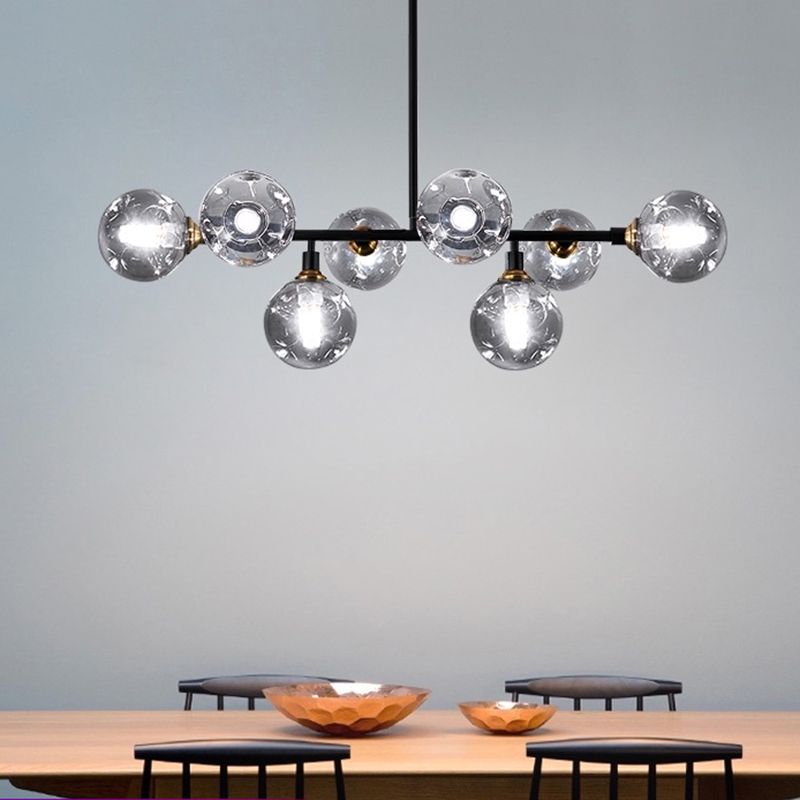 Kitchen Island Pendant Light Nordic Style Island Lighting Fixture with Orb Glass Shade