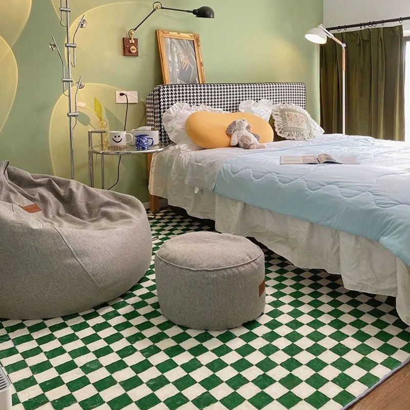 Solid Color Home Decoration Carpet Simplicity Checkered Area Rug Polyester with Non-Slip Backing Rug