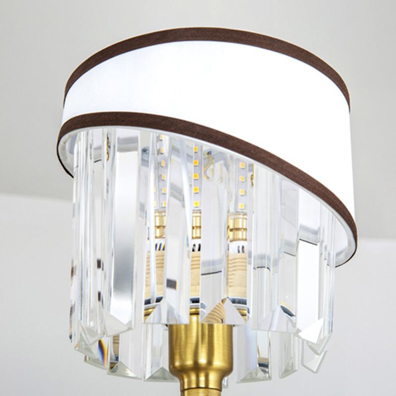 MODERNE 3 têtes CHANDELIER LICHING BRASS CYLINDRICAL HORDING LUMING Kit avec Crystal Shade