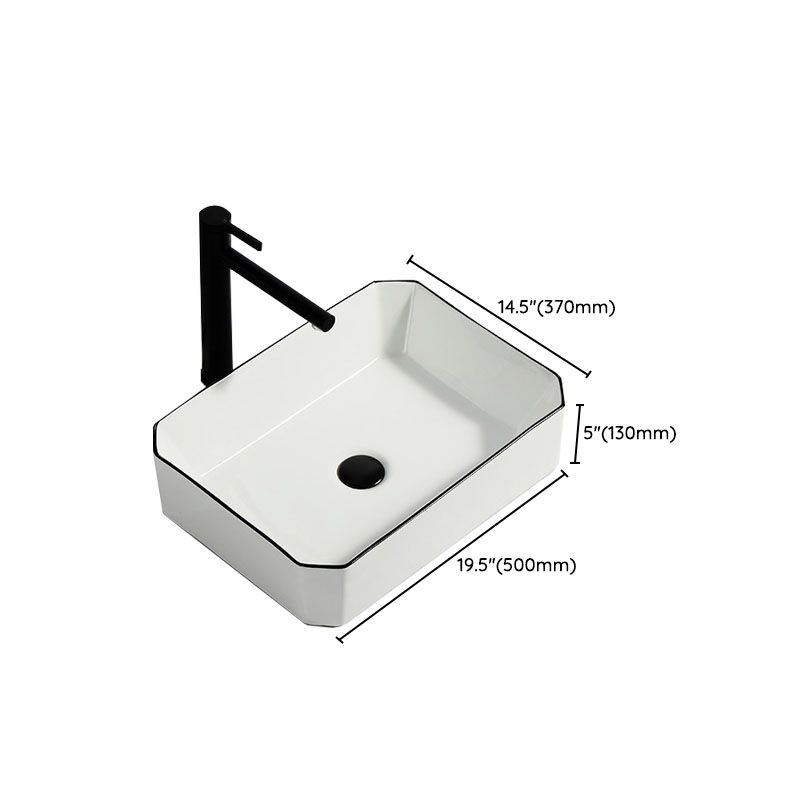 Modern Bathroom Sink Pop-Up Drain Rectangular Trough Sink without Faucet