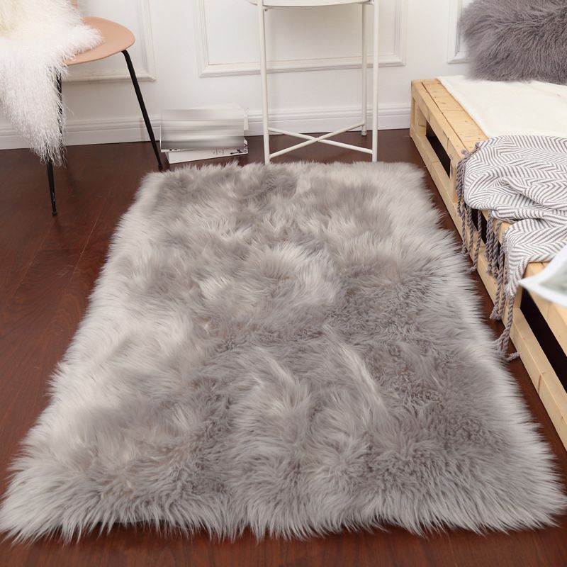 Calming Solid Shag Carpet Polyester Rug Stain Resistant Indoor Rug for Adult's Bedroom