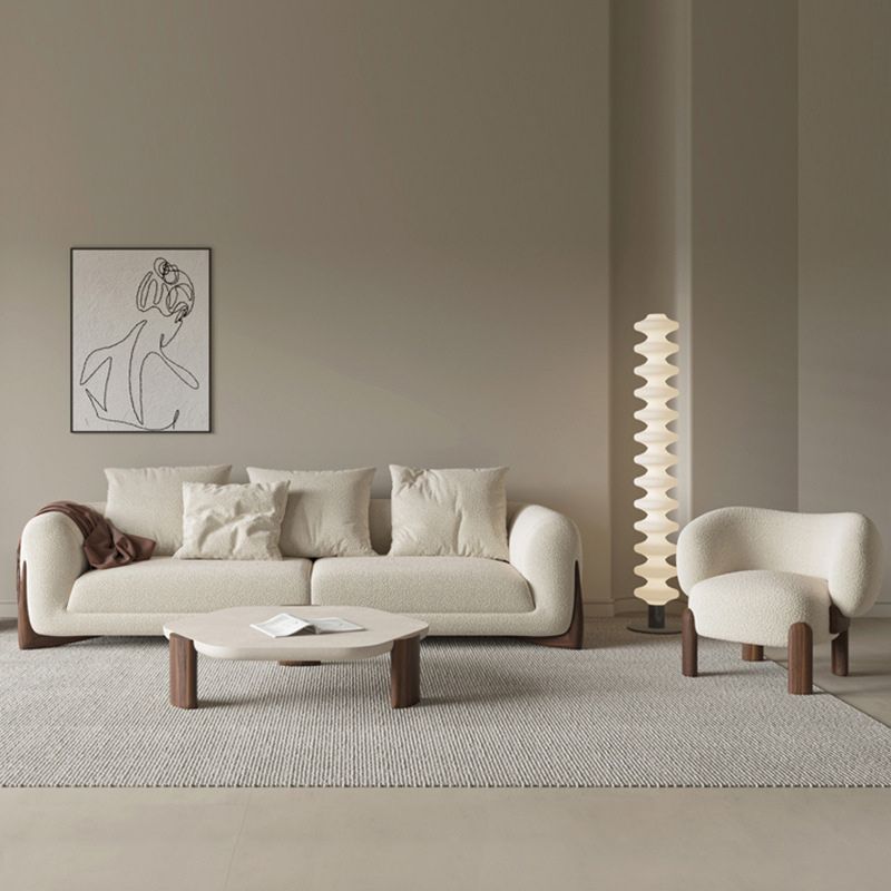 Modern Style Living Room Tuxedo Arm Settee Tight Back Seating in White